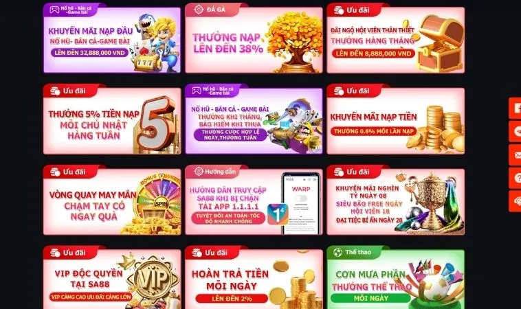 Khuyến Mãi Tại SA88 Bạt Ngàn Ưu Đãi Hấp Dẫn Chờ Đón Tân Thủ 1 Các chương trình Khuyến Mãi Tại SA88 hấp dẫn tặng hội viên